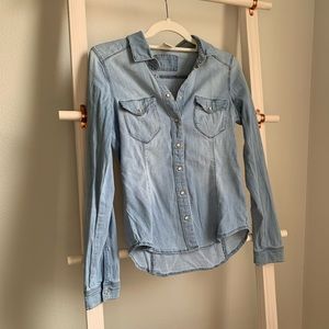 H&M Cotton ‘Denim’ Button Front Top